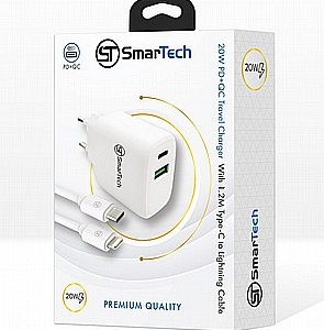 מטען קיר 20W PD/QC כולל כבל Lightning | טעינה מהירה לאייפון